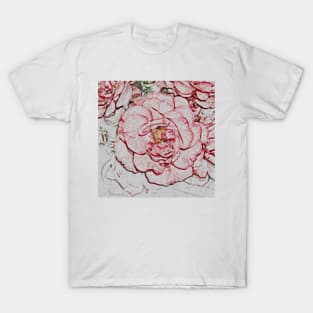 Red Roses Floral Blooms - Modern Abstract Design T-Shirt